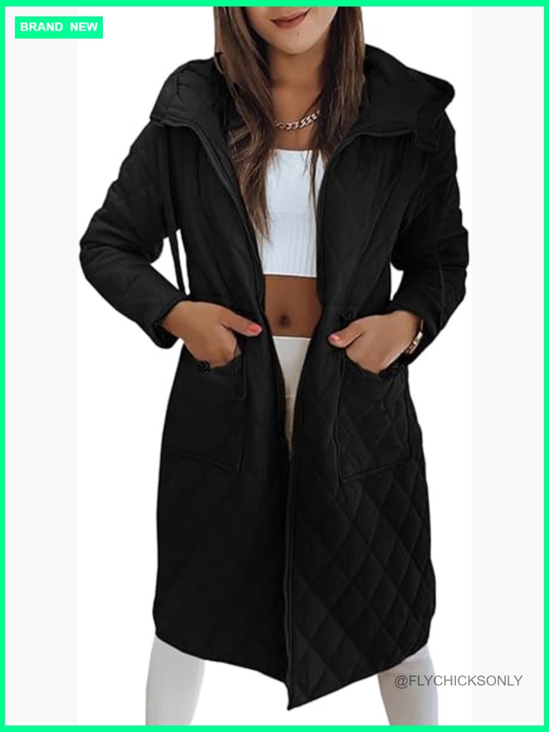 Polyester Quilted Puffer Jacket With Hood And Pockets